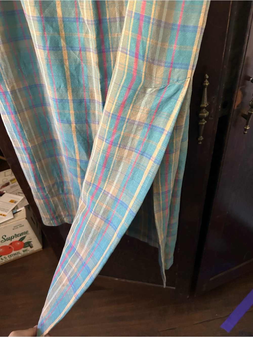 Vintage GAP Pastel Plaid Maxi Skirt with Side Buttons - Picture 4 of 4